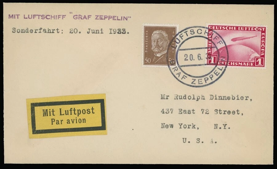 1933, GERMANY ZEPPELIN TWO SHORT FLIGHTS TO SWITZERLAND, ZEPP STAMP, SIEGER #021 - Image 1 of 1