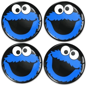 4 x 65 mm Silikon Aufkleber für Radmitte Mitte Nabe Kappen blau Monster - Bild 1 von 3