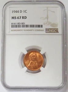 1944 D LINCOLN WHEAT CENT 1C NGC MINT STATE 67 RD - Picture 1 of 2