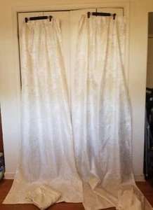 Vntg Drapes Pinch Pleat 4 Panels Cream Gold Sheen Eloquent 94”L X 22”W READ - Picture 1 of 20
