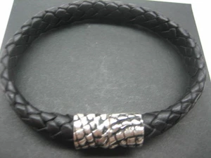 sterling silver 925 magnatic clasps w/braided Italian leather bracelet men/women - Picture 1 of 9