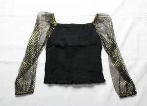 Gap Girl's Soft Sheer Smocked Puff-Sleeve Top EJ2 True Black Medium (8) NWT - Picture 1 of 3