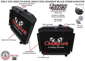 Radiador de 3 filas ER Champion acabado negro para 1955 1956 Bel Air montaje de 6 cilindros - Imagen 1 de 7