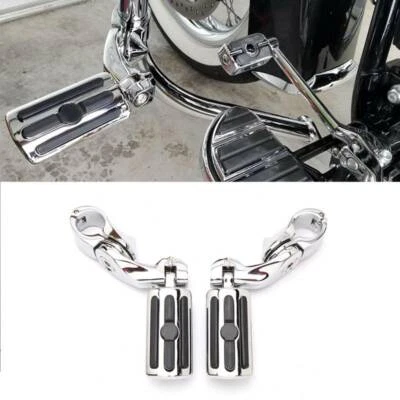 Chrome Highway Foot Pegs Pedals 1-1/4" Crash Bar For Harley Road Glide Road King - Imagem 1 de 4