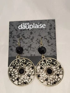 Vintage Neu mit Etikett Ohrringe Carol Dauplaise Pierce Hänger Tropfen Gothic Kern offen Metall - Bild 1 von 2