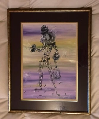 TABLEAU " L' ARLEQUIN " Peintre français années 1970 Patrick FRANCK - Photo 1/4