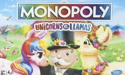 Dados Monopoly Unicorns vs. Llamas blancos de 6 caras con puntos rosas Foto 1 de 4