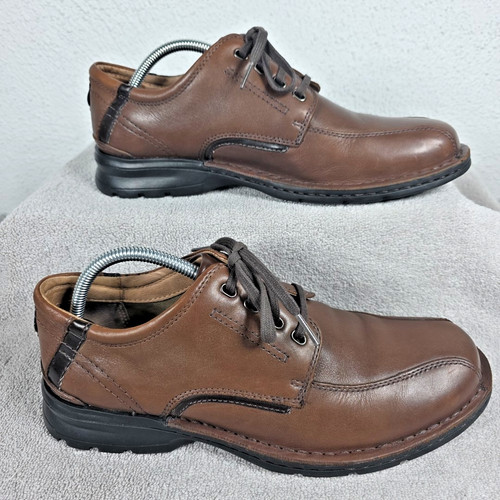 Clarks Rautins Scarpe Uomo 10 M Oxford Pelle Marrone Casual Lavoro Scarpe Eleganti