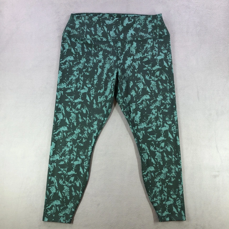 Nike One Women's High-Waisted 7/8 Printed Leggings Green Sz Small FZ3229-338