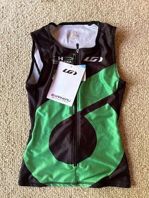 Louis Garneau Cycle Jersey Womens Size Medium Green Tank Top 3/4 Zip Sleeveless - Image 1 of 4
