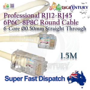 Professional RJ12 6P6C to RJ45 8P8C Copper Cable ⌀0.5mm Reinforced Round 1.5m - Picture 1 of 1