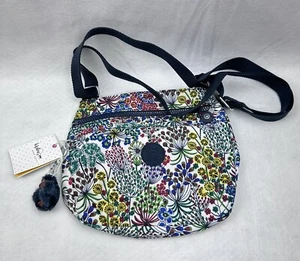 NWT Kipling Emmy Lou Crossbody Purse Bag Printed Little Flower With Don Keychain - Picture 1 of 3