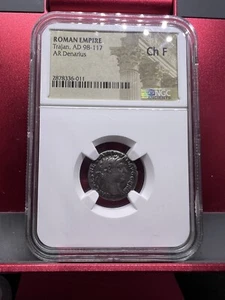 Rara Traiano/Vittoria iscritti scudo antico impero romano moneta argento denario - Foto 1 di 3