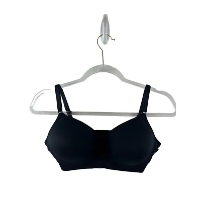 Sujetador inalámbrico Fruit of the Loom ligeramente acolchado cierre trasero talla 34D/36C negro Foto 1 de 4