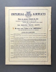 IMPERIAL AIRWAYS AIRLINE TIMETABLE PARIS BASLE ZURICH OSTEND BRUSSELS COLOGNE - Picture 1 of 2
