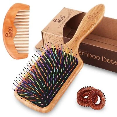 Paddle Detangling Hair Brush for Women Girls Rainbow Nylon Brush for Thick Th... - Image 1 of 4