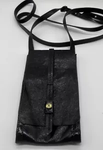 Hobo International Leather Crossbody Bag Card Case Wallet Phone Black Leather - Picture 1 of 7