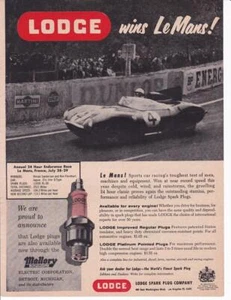 1957 Jaguar D-Type Mallory-Lodge Spark Plugs Print-Ad/ 24 Hours of Le Mans - Picture 1 of 1