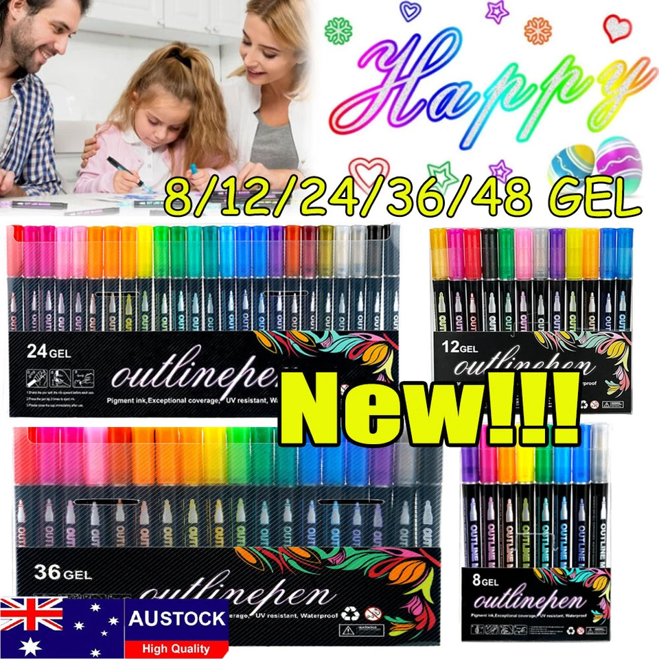 12/24/48PCS Outline Pens Metallic, Coloring Lightstick Graffiti Pen Xmas Gifts!! - image 1 of 4