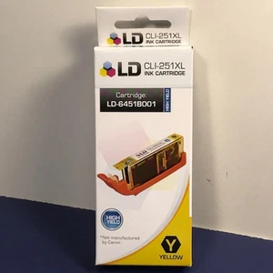 LD INK CARTRIDGE NIB NEW BOX PRINTER HIGH YIELD CLI251XL READY USE YELLOW INK 2 - Picture 1 of 2