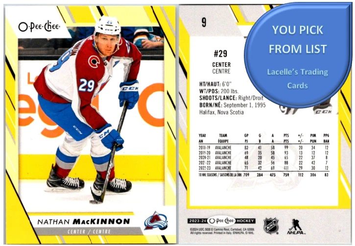 2023-24 O-Pee-Chee OPC - YELLOW -  Cards (1-500) - U-Pick From List - Image 1 of 1