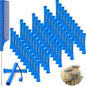 60 Pieces Short Hair Perm Rods Cold Wave Plastic 61 Piece Set Blue - Picture 1 of 7