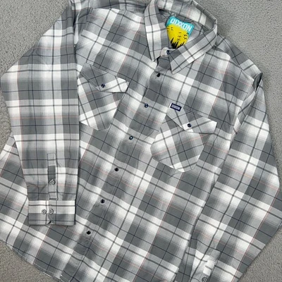 Dixxon Shirt Mens 2XL XXL Gray White Plaid Button Snap Daybreak Flannel - Image 1 of 4