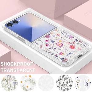 Phone Case For Samsung Galaxy Z Flip7 Flip6 Flip5 Flip4 Clear Floral Girly Cover - Picture 1 of 25