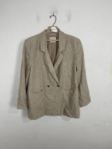 Abrigo deportivo antiguo azul marino para hombre grande beige mezcla de lino boda doble botonadura - Imagen 1 de 11
