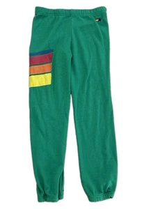 Aviator Nation Retro Logo Sweatpants Jogger Girls sz 12 Women 4 Green Soft 28x27 - Picture 1 of 9