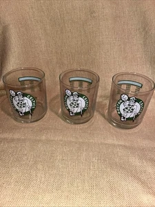 3 Vintage 1986 Boston Celtics NBA World Champions 4" Drinking Glass by Mobil - Picture 1 of 5