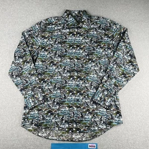 Allan Flusser Hemd Large Bunt Dorf Print Freizeit Knopfleiste Langarm - Bild 1 von 11