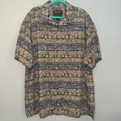 Camisa de Colección Woolrich John Rich & Bros Botones Estampado Floral de Peces Azteca Para Hombre 3XL Foto 1 de 4