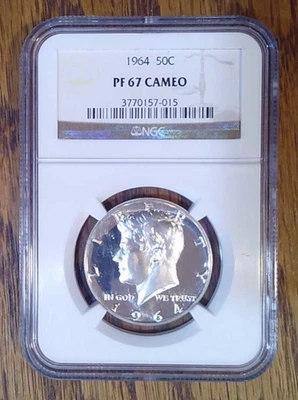 1964 Proof 90% Kennedy Half Dollar NGC PF67 Cameo (015) - Image 1 of 2