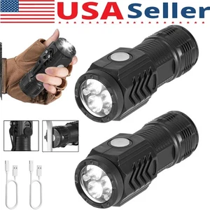 2er Pack Mini Taschenlampe Superhell LED USB Wiederaufladbar mit Taschenclip Taschenlampe - Bild 1 von 16