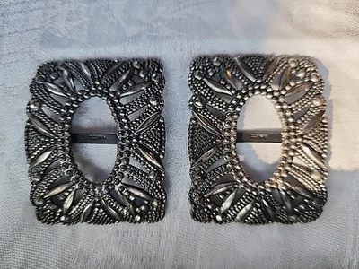 Pair Of Antique Cut Steel Shoe Buckles Stamped NB France Victorian 2 - Image 1 of 4