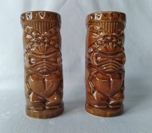 Retro Orchids Of Hawaii Tiki Salt Pepper Shakers Set Japan God Strength KU Manly - Picture 1 of 8