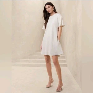 Banana Republic 2024 Ice Vanilla Ivory Minikleid Leinenmischung Damen Medium - Bild 1 von 9