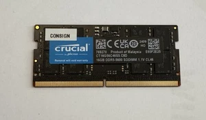 Crucial RAM 16GB DDR5 5600MT/s or 5200MT/s or 4800MT/s Memory CT16G56C46S5.C8D - Picture 1 of 2