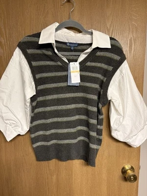 NUEVO CON ETIQUETAS - Chaleco Suéter Marca Democracy Talla S Con Blusa Adjunta Foto 1 de 4