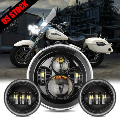 Faro LED de 7 pulgadas para Yamaha XV 1700 Road Star Silverado + luces de paso de 4,5" Foto 1 de 4