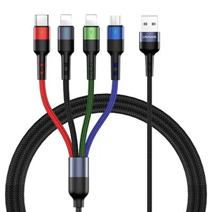 Multi Charging Cable USAMS 2Pack 4FT 4 in 1 Nylon Braided USB Fast Charging C... - Picture 1 of 9