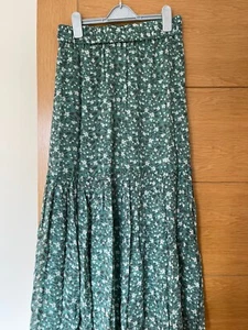 Part Two Long Flowing Floral Sage Green Skirt Size 34 Elasticated Waistband - Picture 1 of 3