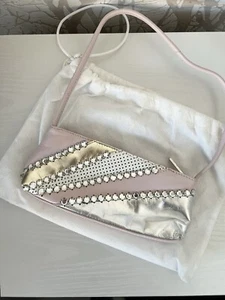 Suzy Smith - Small Leather Clutch Bag - Pink/Silver/Gold & Diamante - Prom - Picture 1 of 5