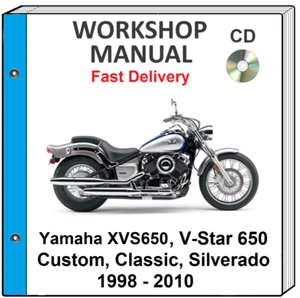 YAMAHA XVS650 VSTAR 650 CUSTOM CLASSIC 1998 - 2010 SERVICE REPAIR SHOP MANUAL CD - Picture 1 of 1