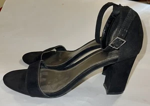 Worthington Beckwith Black Velvet High Heel Shoes Open Toe Ankle Straps Size 8.5 - Picture 1 of 8