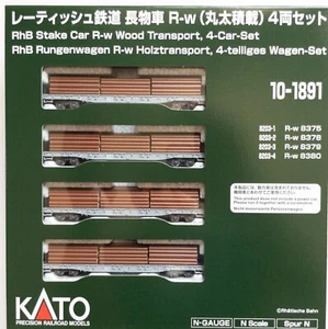 Kato 10-1891 RhB Flat Car R-w with Logs 4-Car-Set N Scale - Picture 1 of 3