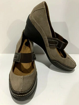 Natural Soul by Naturalizer Womens Size 6M Black Leather/Suede Wedge Shoes - Image 1 of 4