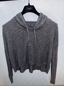 Athleta Women's Crop Hoodie Top Size M Long Sleeve Knit Stretch Gray - Picture 1 of 3