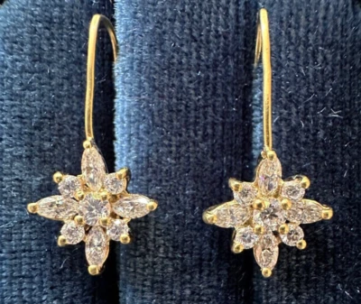 Designer KWIAT ~ 18K Yellow Gold Diamonds STAR Drop Earrings .90 TCW ~Ret. $3900 - Image 1 of 4